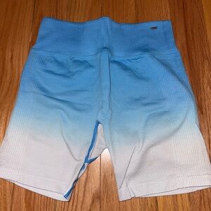 Pink biker shorts. Light blue/white ombré. size medium